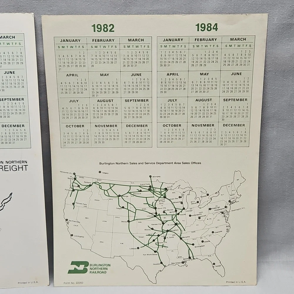 1979 Burlington Northern 1983 Burlington Northern Railroad Calendar
